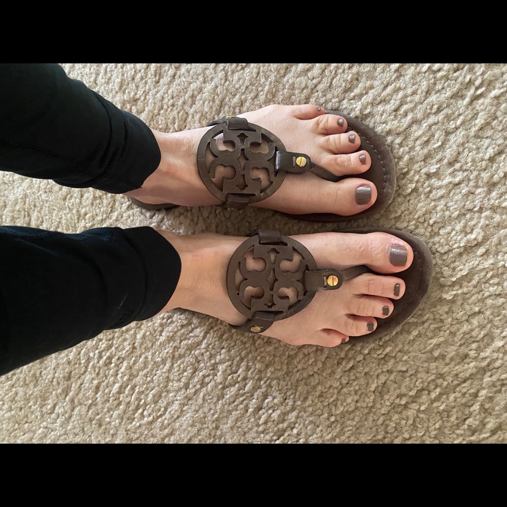Tory Burch Miller Sandals 7.5 Brown Leather